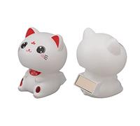 Itonash Estatua de Escultura de Gato con Suerte Solar, los Ojos de Colores Brillantes Llenos de Felicidad, Bonito Mobiliario Doméstico, Dinero Rezar (con Ojos Grandes)
