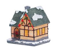 Itonash Mercado de Pueblo Navideño de Madera LED, con Techo Marrón Luces Navideñas Que Decoran la Decoración de la Casa de Resina con Pilas, Uso en Interiores