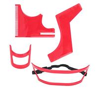 Itonash Plantilla de Estilización de Barba Plantillas de 4 Paquetes, Cabello, Perilla, Escote para Plantilla de Barba de Plástico Rojo