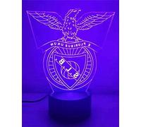ItoNC Benfica Club Luz Nocturna 3D/Lámpara LED de Ahorro de Energía, 7 Colores, Lámpara de Noche, Decoración del Hogar Dormitorio Arte Acrílico, Control Táctil/Remoto, Base Negra
