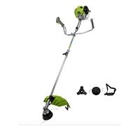 ITOOLS - Desbrozadora térmica (43 cc, 2 tiempos, hoja de 255 mm, cabeza de hilo automático + chaleco + frasco dosificador