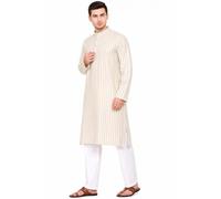 ITOS365 Conjunto de pijama Kurta de algodón liso para hombre, ajuste regular, ropa étnica, kurta y pijama, atuendo festivo, casual y tradicional (gris carbón) XL, gris claro, S