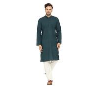 ITOS365 Conjunto de pijama kurta de mezcla de algodón para hombre, para fiesta, moda, ropa étnica regular, vestido indio, regalo para hombres, Verde oscuro, XL/XXL