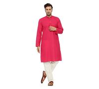 ITOS365 Conjunto de pijama kurta de mezcla de algodón para hombre, para fiesta, moda, ropa étnica regular, vestido indio, regalo para hombre, Magenta, Medium / Large