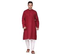ITOS365 Conjunto de pijama kurta de mezcla de algodón para hombre, para fiesta, moda, ropa étnica regular, vestido indio, regalo para hombre, Granate, S/M
