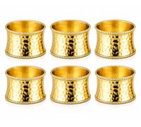 ITOS365 Juego de 6 servilleteros dorados martillados con cuentas, servilleteros decorativos de metal para servilletas de tela, elegante decoración de mesa para bodas, Acción de Gracias, Navidad y