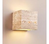 ITOSUI Aplique de Pared Cuadrado de travertino, lámpara Decorativa de Piedra Estilo WABI Sabi, lámpara de Pared para Interiores Ideal para Entrada, Pasillo, Dormitorio, Sala de Estar y Comedor.