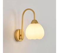 ITOSUI Aplique de Pared Vintage de Cristal opalino Dorado de Mediados de Siglo: Elegante lámpara de Estilo nórdico para Sala de Estar, Dormitorio, Pasillo y más (Dorado).
