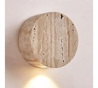 ITOSUI Apliques de Pared de Piedra Retro, lámpara de Pared Redonda de travertino, Estilo japonés Vintage WABI Sabi, luminaria de mármol para Dormitorio, mesita de Noche, Sala de Estar y tocador.