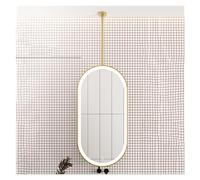 ITOSUI Espejo Flotante Giratorio de Doble Cara para Montaje en Techo con tocador Iluminado, luz Regulable de 3 Colores (Barra para Colgar Personalizable) (Dorado, 40x70cm)