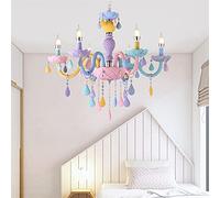 ITOSUI Lámpara Colgante de Cristal, araña LED Europea, diseño de Vela de Lluvia para Dormitorio, luminaria de Interior Colorida, Elegante decoración para el hogar, 6 Cabezales