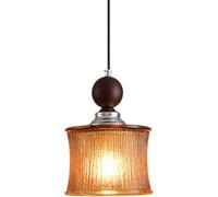 ITOSUI Lámpara Colgante Japonesa Vintage de Nogal: lámpara Colgante Minimalista de Cristal Verde para Dormitorio, Comedor, Isla de Cocina, Barra de Bar y Sala de Estar.