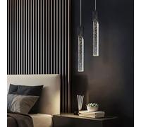 ITOSUI Lámpara Colgante LED de Cristal | Lámpara de Techo Moderna para Cocina | Lámpara de mesilla de Noche | Iluminación Elegante para Villa dúplex | Lámpara de 2 Luces (Acabado Oscuro)