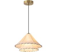 ITOSUI Lámpara de araña Colgante Nordic Gold de 2 Capas con Pantalla de Tela y Casquillo E26 para Isla de Cocina, Comedor, Dormitorio y Pasillo.