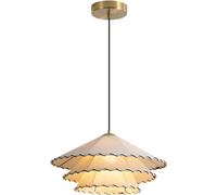 ITOSUI Lámpara de araña Vintage de Estilo campestre, Casquillo E26, lámpara Colgante nórdica Dorada con Pantalla de Tela de 2 Capas, Ajustable para Isla de Cocina, Comedor, Dormitorio, Pasillo.