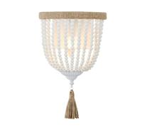 ITOSUI Lámpara de Pared Bohemia de Madera con Cuentas, lámpara de Pared Vintage de Estilo rústico con Pantalla de Cuentas de Madera Blanca para dormitorios, pasillos y Salas de Estar.