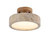 ITOSUI Lámpara de Techo Japonesa WABI Sabi de travertino, luminaria empotrada de Madera Maciza, lámpara de Piedra Natural para Dormitorio, recibidor, Pasillo, LED Regulable de 3 Colores