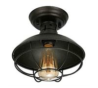 ITOSUI Lámpara de Techo semiempotrada de Estilo rústico Industrial - Lámpara de araña de Jaula de Metal Negro para Pasillo, vestíbulo, Cocina y Porche, Base E26, iluminación de Estilo Granja