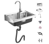 ITOSUI Lavamanos de Pared con Grifo de Cuello de Cisne, diseño Compacto para jardín, Restaurante, lavandería y Patio.