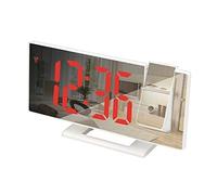 ITOSUI Reloj Despertador Digital LED con proyección para Dormitorio, proyector electrónico de Hora en el Techo, Reloj de mesilla silencioso con Doble Sonido - Rojo sobre Blanco