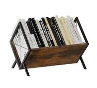 Itoyx Estante de almacenamiento de discos de vinilo de madera, soporte de almacenamiento de discos LP con marco de metal, organizador de álbumes para vinilos y CD, resistente, 15.7 x 8.7 x 12 pulgadas