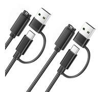 Itramax 2-en-1 Cable de Carga para Garmin 1.2M,Paquete de 2,Cable de Alimentacion para Garmin Approach S70 S62 S60 S42 S40 G12,Vivomove 3 3S,Quatix 8 7 Pro,Vivosmart 5,Tactix 7 Standard,Swim 2 - Negro