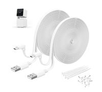 Itramax Cable de Alimentación para WYZE Cam Pan V3 3M 2-Pack,Micro USB Cable de Extensión Plano Largo en Forma-L de 90 Grados,Cable Recarga en Ángulo Recto Blanco para Cámara Exterior WYZE Cam Pan V3