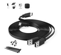 Itramax Cable de Carga Plano USB A a USB C,Cable Alargador Extra Largos USB C para Cámara de Seguridad Blink Mini 2/Outdoor 4, Ring Pan-Tilt Indoor Cam,Xiaomi Smart Camera C400,eufy SoloCam S340,Negro