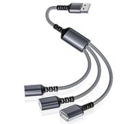 Itramax Divisor USB de 0,3 m, cable Y, concentrador extensor de doble puerto de 1 entrada y 3 salidas, adaptador de cable de extensión USB macho a triple hembra, convertidor divisor de cargador de