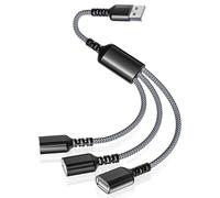 Itramax Divisor USB de 0,3 m, cable Y, concentrador extensor de doble puerto de 1 entrada y 3 salidas, adaptador de cable de extensión USB macho a triple hembra, convertidor divisor de cargador de