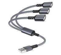 Itramax Divisor USB de 1 a 3 0,3 m, U/SB distribuidor y cable en Y, cable de extensión USB 1 macho a 3 hembras Y, doble puerto USBA, conector doble para Mac, coche, Xbox One Series, PS5, PS4