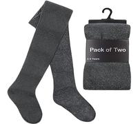 ITRAT® 2 pares de medias escolares de algodón para niñas, niños, uniforme escolar, medias lisas, medias gruesas y cálidas de invierno de algodón, medias escolares lisas para niñas, súper suaves, para