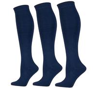 ITRAT Calcetines altos para mujer, mezcla de algodón, licra, hasta la rodilla, calcetines altos hasta la rodilla, para el regreso a clases, uniforme de fiesta, calcetines largos UK 6-9 (39-42), azul