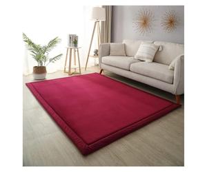 ITRHJTGP Alfombra De VellóN Coral Alfombra Tatami Grande for Sala de Estar, tapetes for Dormitorio for Gatear for niños, alfombras de colchón de Lana Coral de 2cm de Grosor(Wine Red,100x100cm)