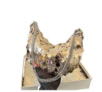 ITRHJTGP Bolso Bandolera con Cadena Bolso bandolera con lentejuelas, informal, for mujer, de gran capacidad, cadena(Gold)