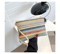 ITRHJTGP Bolso de Paja Bolsos tipo sobre retro for mujer, bolsos tejidos literarios, de mano moda Color, informales paja cuadrados horizontales(Blue color)