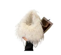 ITRHJTGP Bolso Pelo Mujer Bolso borroso de invierno y otoño, bolso hombro con cuerpo cruzado piel versátil for mujer, producto exitoso(White)