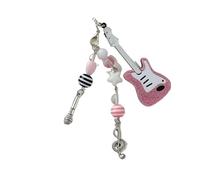 ITRHJTGP Charm de llavero Amuletos de teléfono, llavero Radio y guitarra rosa, colgante micrófono, bolsa, cordón for, accesorio bonito for mujeres, joyería(K-pink guitar-A)