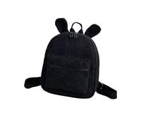 ITRHJTGP Mochila de Peluche para Mujer Backpack Fluffy Plush School Bag with Bunny Ears Zipper-Open Shoulder for Women Girls(Black)