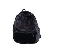 ITRHJTGP Mochila de Peluche para Mujer Winter Women Warm Plush Backpack Teenager Girls School Bag Fashion Cow Print Backpacks Multi-Pockets Travel(Black)