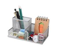 ITRHJTGP Organizador Escritorio Multifunctional four-grid pen holder creative metal iron three-grid storage desktop office box(White)