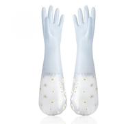 ITRHJTGP Rubber Gloves 1 par de guantes largos for lavar platos con cordón for el hogar, impermeables, goma, reutilizables, guante limpieza flores para todo tipo de tareas de limpieza(Blue)