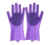 ITRHJTGP Rubber Gloves 3 pares de guantes limpieza for lavavajillas, silicona, goma, reutilizables, con esponja, for cocina para todo tipo de tareas de limpieza(Purple)