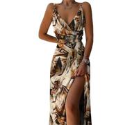 ITRHJTGP Vestido Lencero con Efecto Degradado Vestidos Largos Sexis Elegantes for Mujer, Estampado a la Moda, Degradado, Liso(Brown,XXL)
