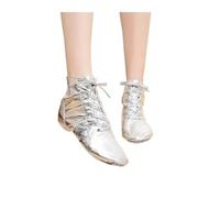 ITRHJTGP Zapatos De Baile Zapatos de Ballet Moderno con Tacones divididos y Suela Lona Multicolor for Hombre Mujer para Niños Adultos(Silver,33)