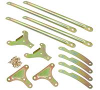 ITROLLE 1 juego de soporte de esquina de madera para muebles, zinc de color, refuerzo antivibración, kit de soporte de placa de hierro en forma de T, incluye tornillos de tamaño pequeño, incluye barra