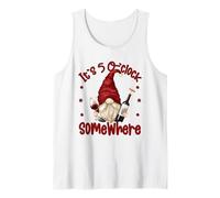 Its 5 O Clock Somewhere Funny Drunk GNOME with Wine Bottle Camiseta sin Mangas