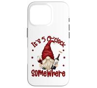 Its 5 O Clock Somewhere Funny Drunk GNOME with Wine Bottle Carcasa para iPhone 16 Pro
