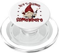 Its 5 O Clock Somewhere Funny Drunk GNOME with Wine Bottle PopSockets PopGrip para MagSafe