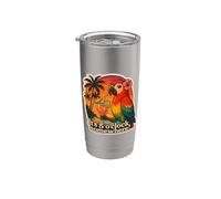 It's 5 O'Clock Somewhere Funny - Loro exótico vintage para mujer Vaso térmico de acero inoxidable de doble pared